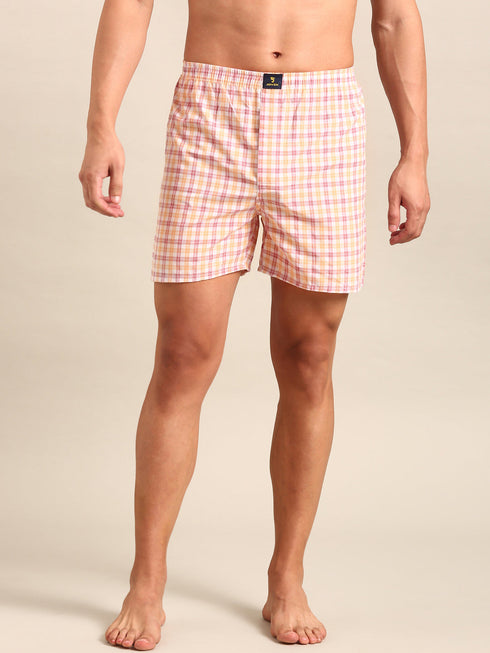 Red & Yellow Checked Cotton Boxer